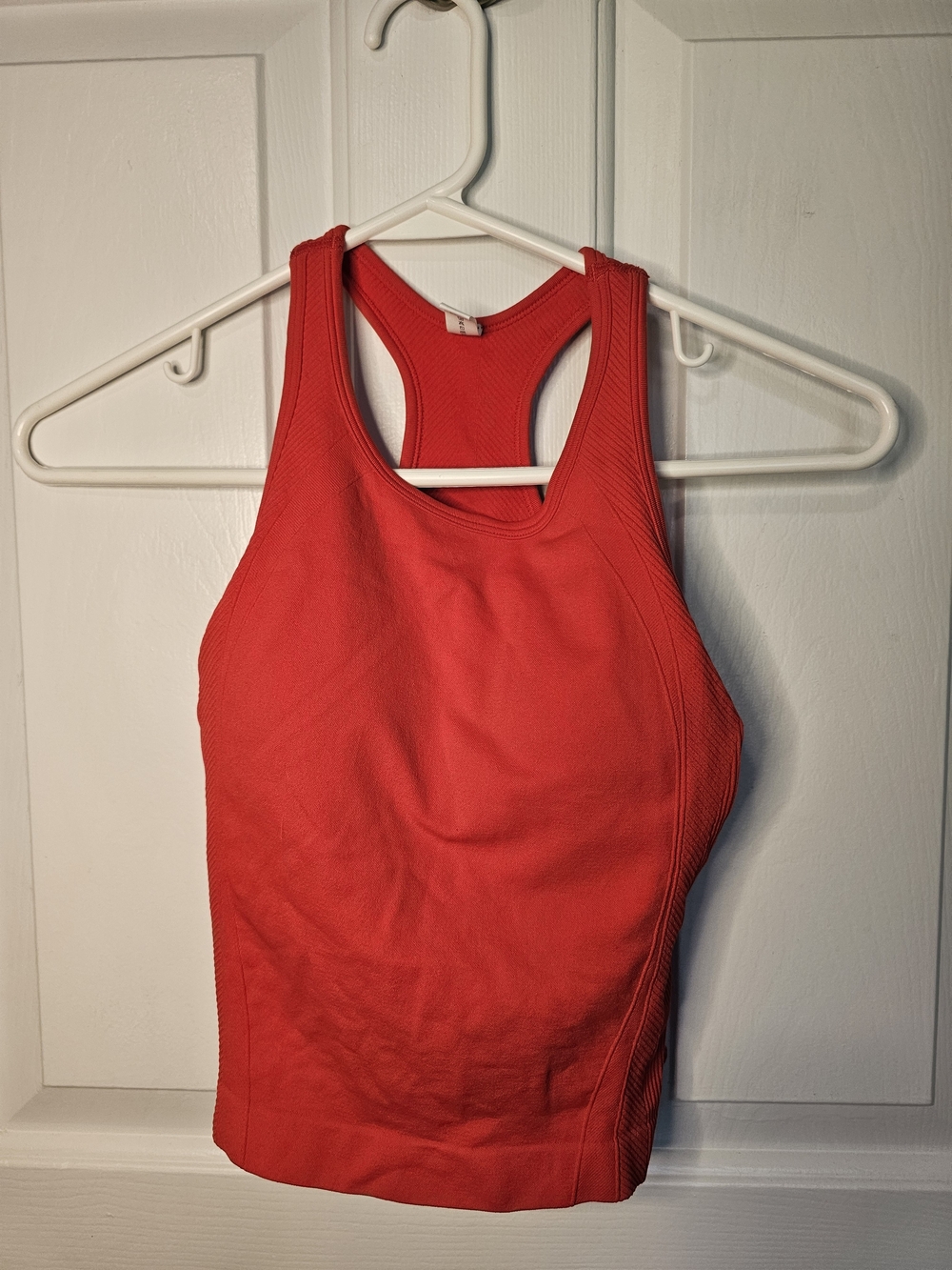 Red Racerback Cropped Athletic Tank Top w/ Built-in Padded Bra Sz XS